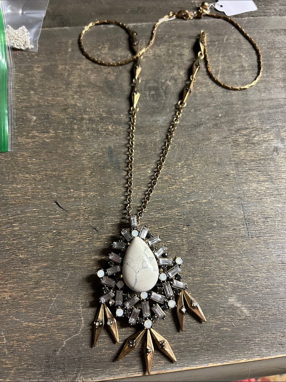 Chloe & Isabel necklace, ornate pendant, Howlite, crystals